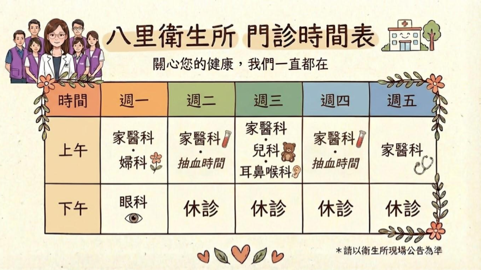 八里衛生所門診表